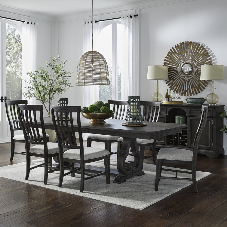 Dareld Trestle Table Set w/ Upholstered Chairs
