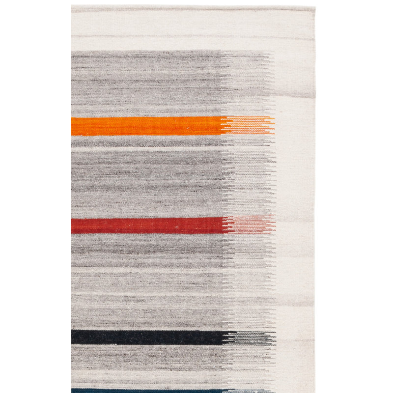 Tapis en laine et coton Kilim tissé à plat en ivoire / gris, Rectangle 3 pi x 5 pi