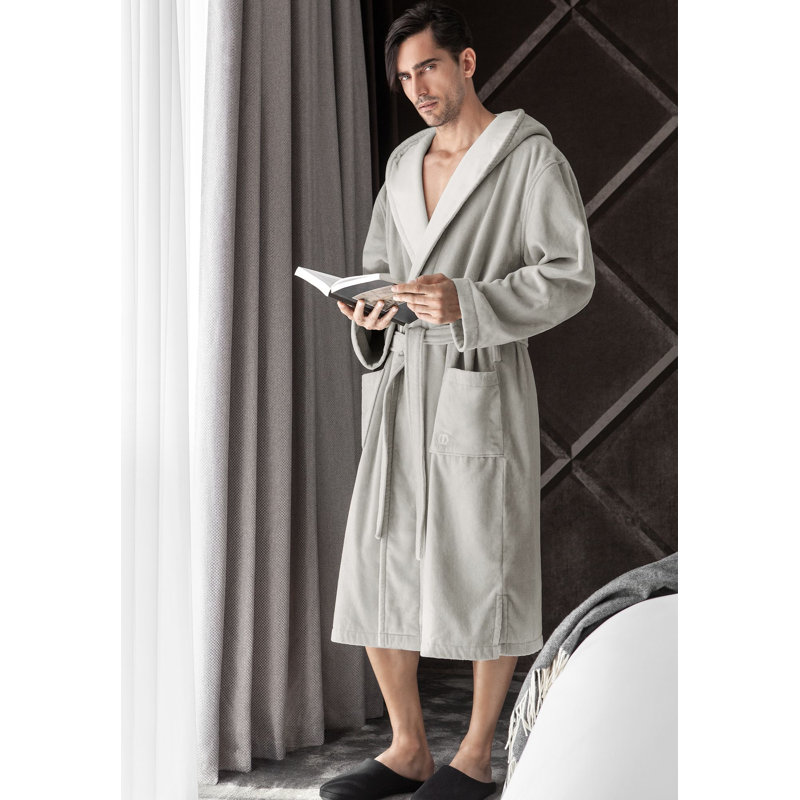 Art Line Velour 100% Cotton Terry Cloth Bathrobe, Gray, XXXL