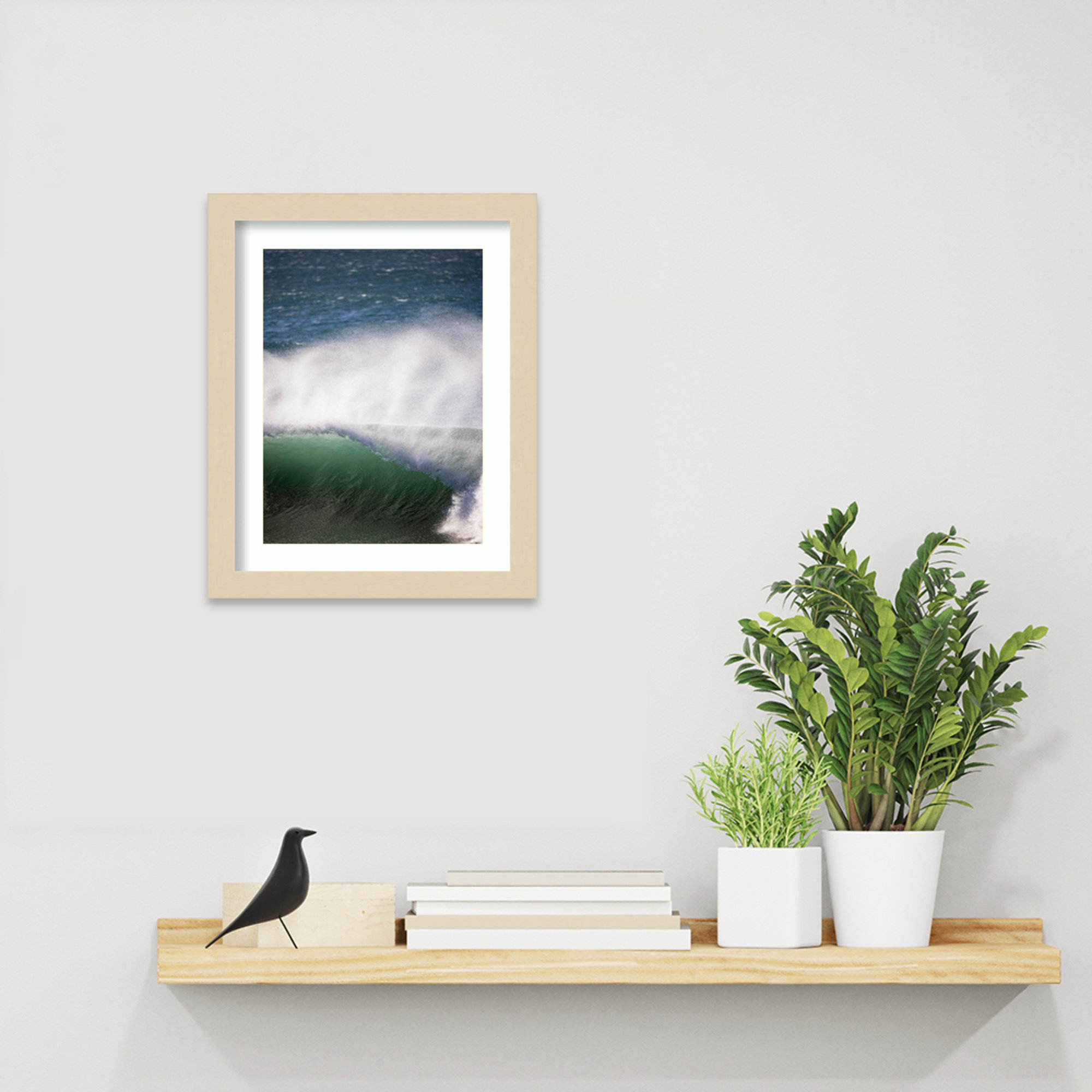 Tube Wave by Shot by Clint Wood Framed Wall Art Print, 13" H x 11" W, Brown 