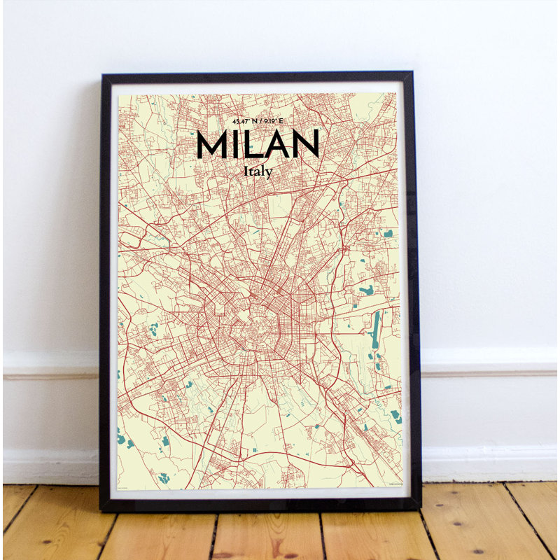 Milan City Map - No Frame Print, 43.2cm H x 27.9cm W x 0.13cm D