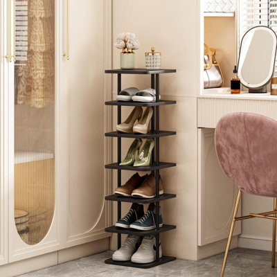 Étagère à chaussures verticale en bois à 7 niveaux pour 7 tablettes
