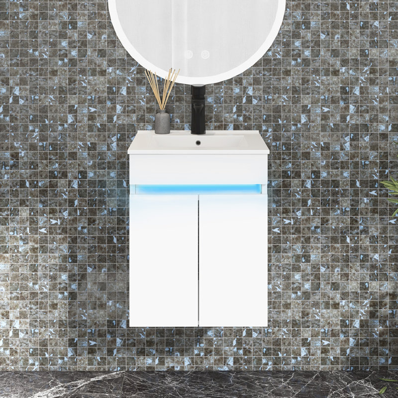 Meuble-lavabo simple 16 po avec plateau en céramique Liboria