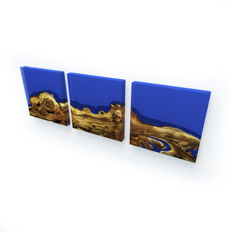 Luxury Handmade Solid Wood Wall Decor, Blue