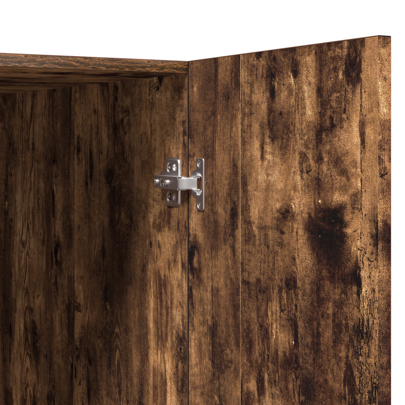 Awab Solid Wood Linen Cabinet, Smoked Oak