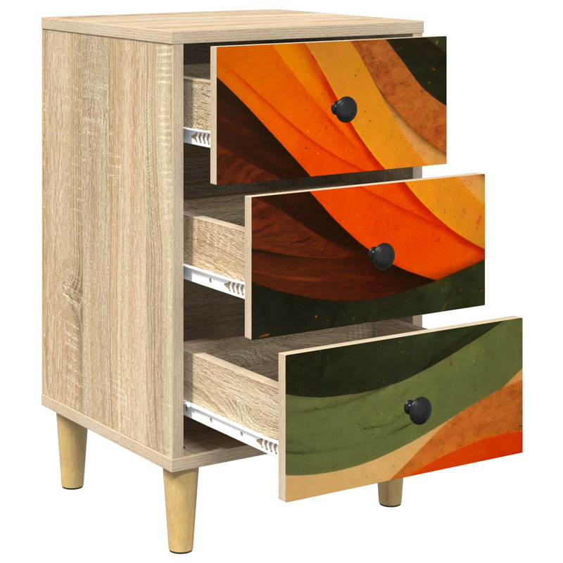 36cm W Engineered Wood Bedside Table