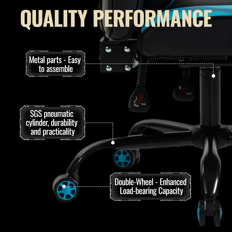 Big and Tall Gaming Chair 350lb Weight Capacity with Footrest, Ergonomic Video Game Chair for Adults with Oversized Headrest and Lumbar Pillow, Computer Chair Gaming for Office（Blue）