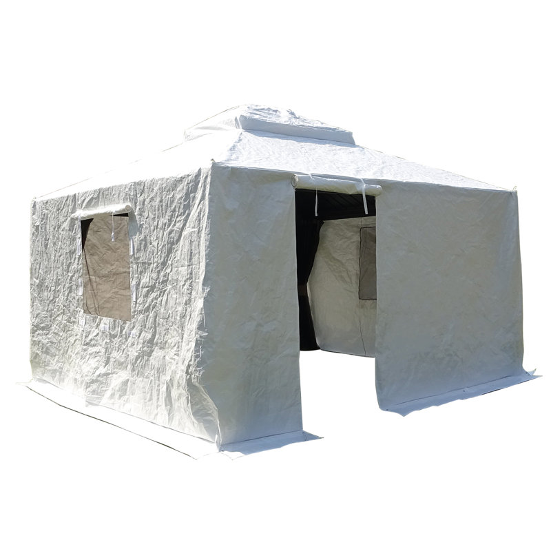 Housse de protection pour abri de jardin d'extérieur 12 pi x 12 pi - Hiver universel avec parois latérales, fenêtres en filet de polypropylène, blanc pour enceinte imperméable et polyvalente