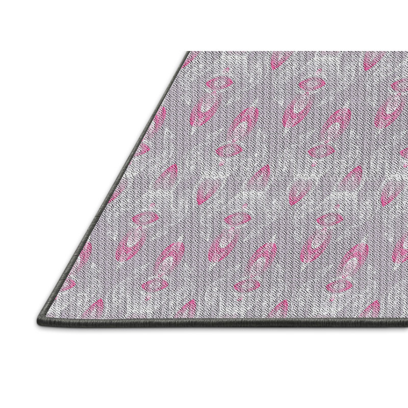 Tapis rose/zone grise à motifs, Rectangle 2 pi x 5 pi