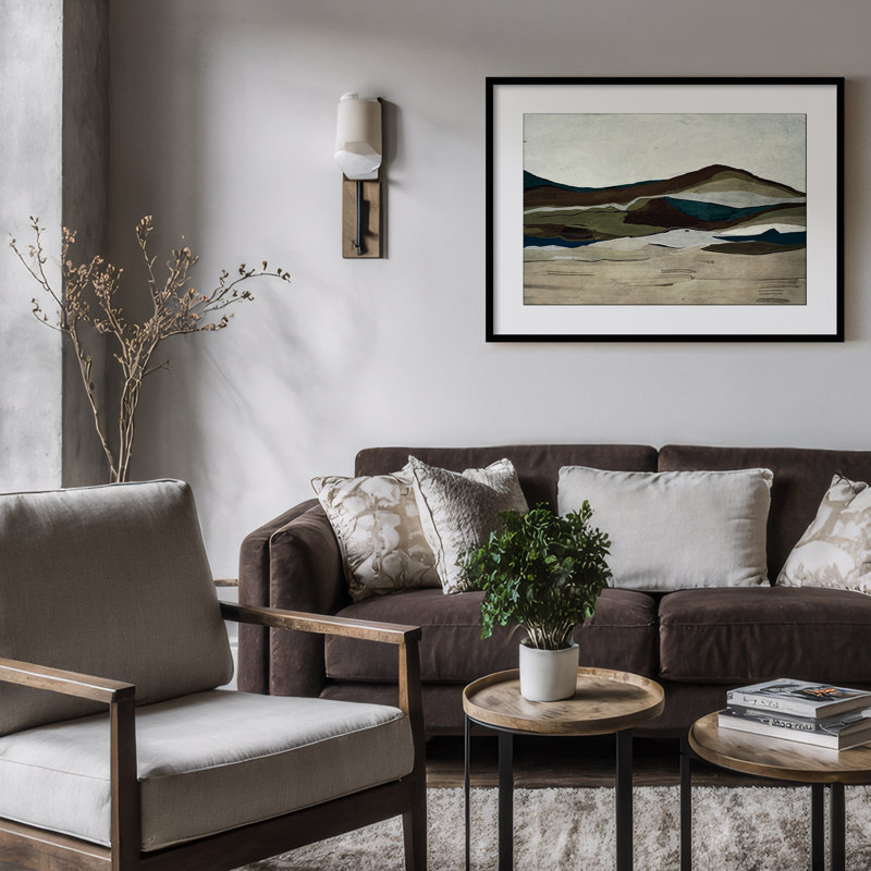 Terra Modscape VI par Chichi - Peinture de paysage moderne, H 45 po x l 60 po, Noir