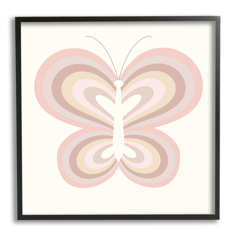 Illustration pour enfants, ailes de papillon, arc-en-ciel, Giclée encadrée noir minuit, H 17 po x l 17 po x P 1,5 po
