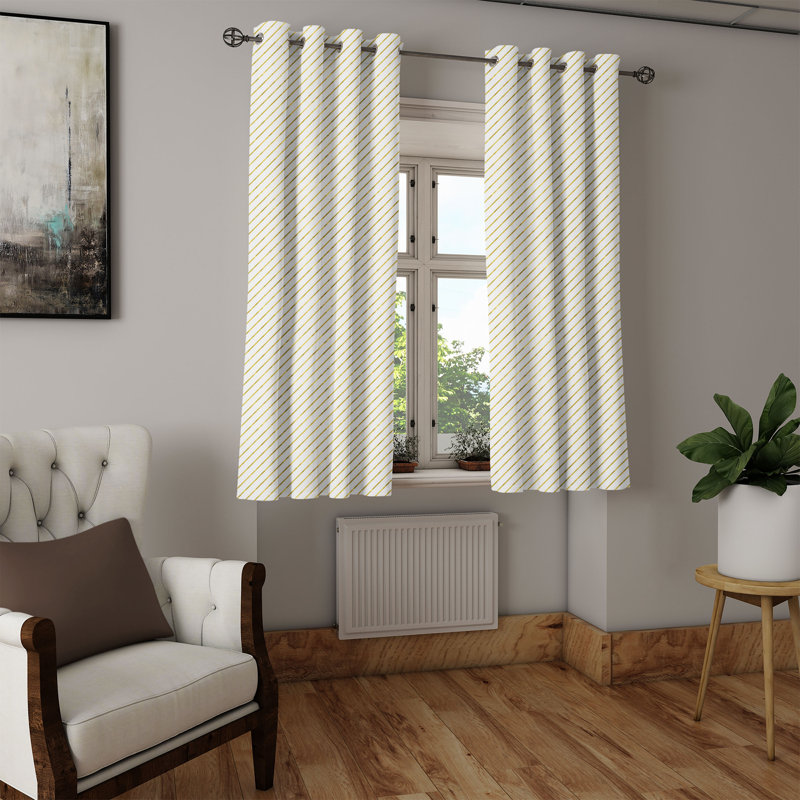 Rideau de fenêtre décoratif à 2 panneaux avec œillets Dakota Fields, blanc et jaune, L 50 po x L 54 po
