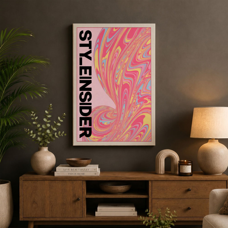 Marbled Energy Modern 1 Piece Wrapped Canvas Wall Art, 18x12 - 45.7 x 30.5 cm, Black Border