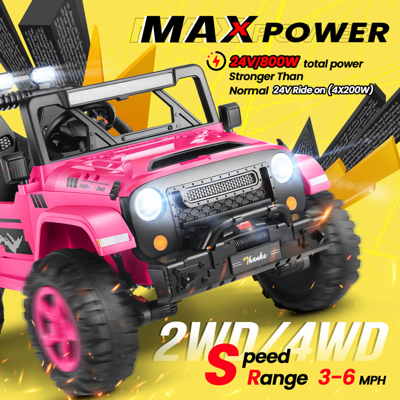 Rose Red 24V 2-Seater SUV Ride-On with Remote Control
