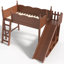 Lit mezzanine en bois avec tablettes, garde-robe et glissade amovible-125006283-125006286