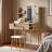 Fluted Vanity Desk With Led Mirror, Metal Legs, Jewelry Storage, 4 Drawers And Pu Stool