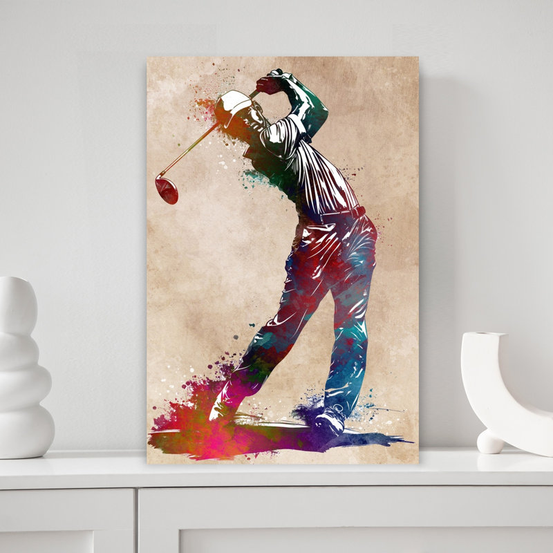«Dynamic Golf Swing», art mural contemporain, 18" H x 12" W