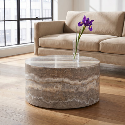 Cave stone patterned Coffee Table with Rounded Edges & Anti-Slip Pads, Cave stone patterned MDF Accent Table for Living Room Small Space, Lightweight