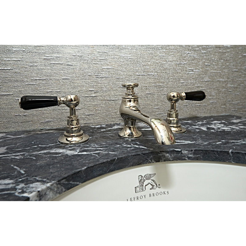 Connaught Black Lever Widespread Bathroom Faucet, Silver Nickel