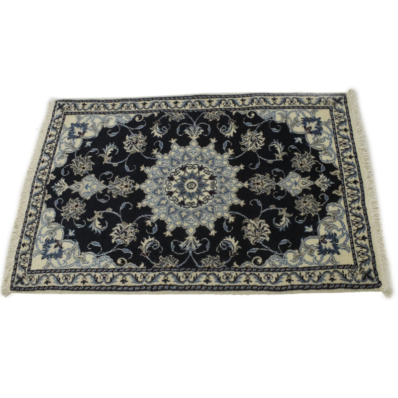 Tapis unique en laine noué à la main de style années 2000 de 2 pi 10 po x 4 pi 5 po bleu marine Summerdale