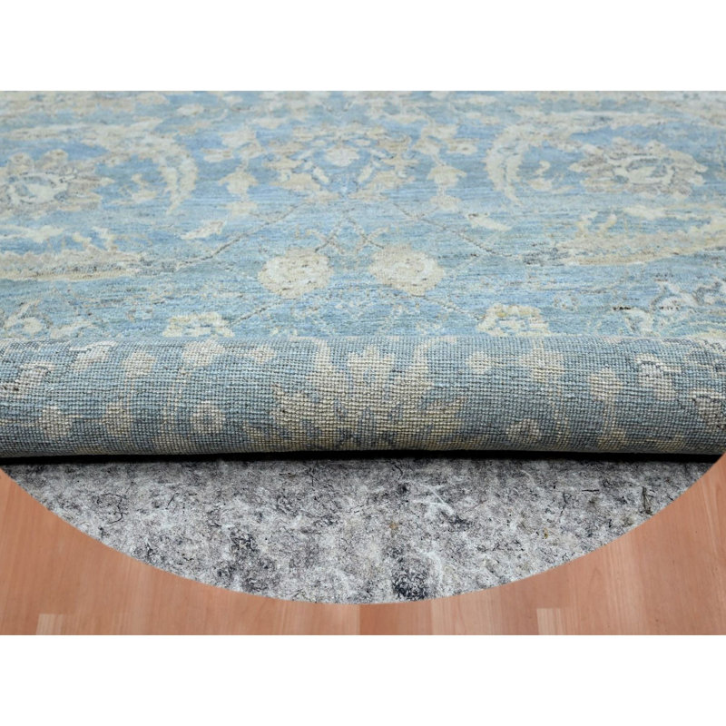Tapis oriental rond 6 pi x 6 pi bleu antique Zeigler Mahal