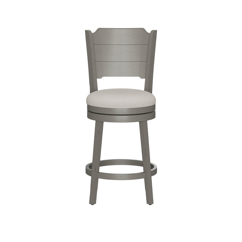 Authement Swivel Upholstered Counter Stool, Gray, Counter Stool (26.5" Seat Height)