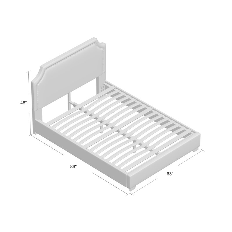 Upholstered Metal Platform Bed, Queen, Gray