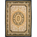 Hand-Knotted High-Quality Beige and Black Area Rug