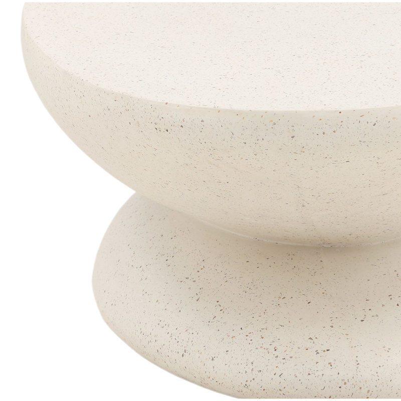 Jaela 53" Wide Outdoor Concrete Terrazzo Coffee Table, Ivory