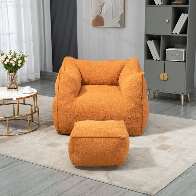 Fauteuil à billes avec repose-pieds Accent, Boucle orange