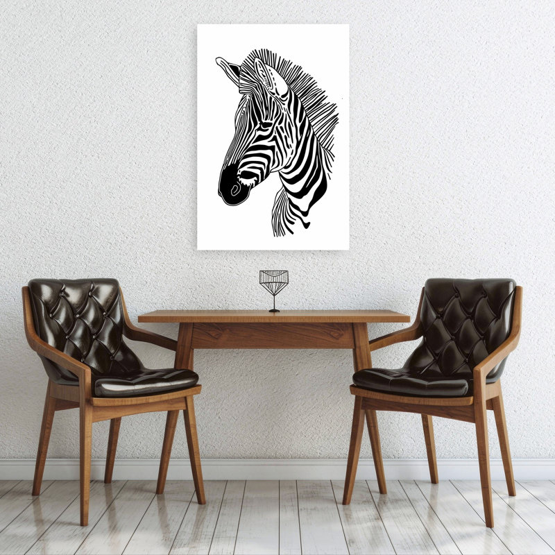 «Striking Zebra Profile», art mural rétro moderne et zébré contemporain, H 36 po x l 24 po