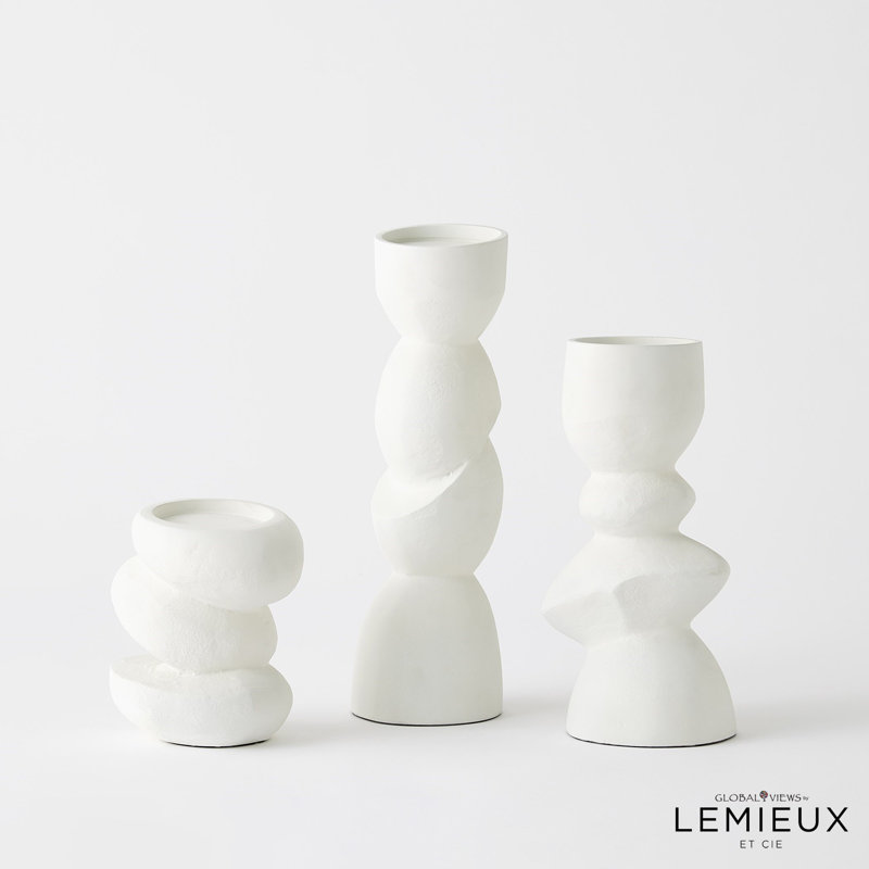 Pradier Candle Holder-White-Med