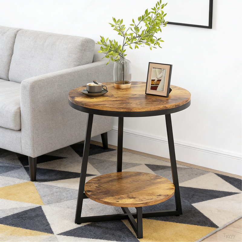 Table d'appoint moderne, table de bout rustique, table basse ronde