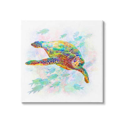 " Kaleidoscopic Sea Turtle Speckled Rainbow Fish Swimming " by Michael Shelton