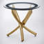 Round Glass Top End Table with Rose Brass Finish and Black Frame
