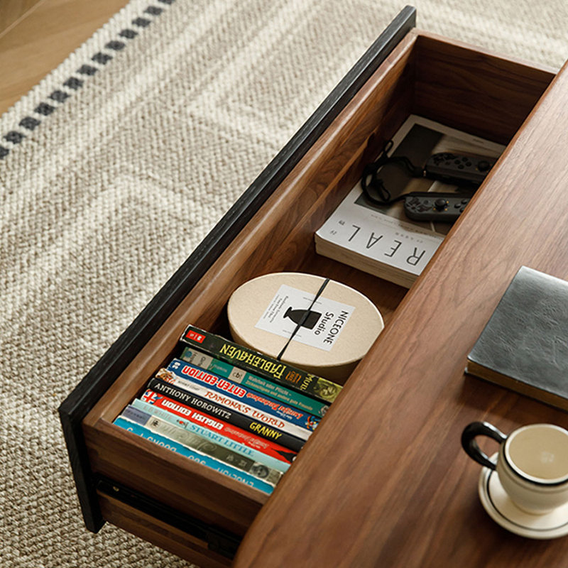 Black Walnut Coffee Table Curved Design, 15.74" H x 55.11" L x 27.55" W