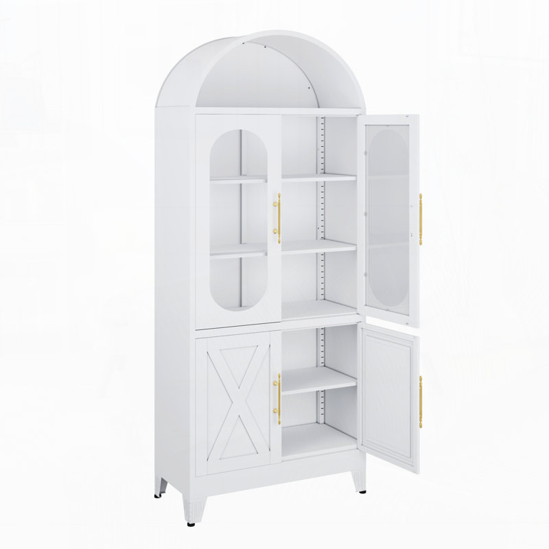 Metal Tall Arched Cabinet, White