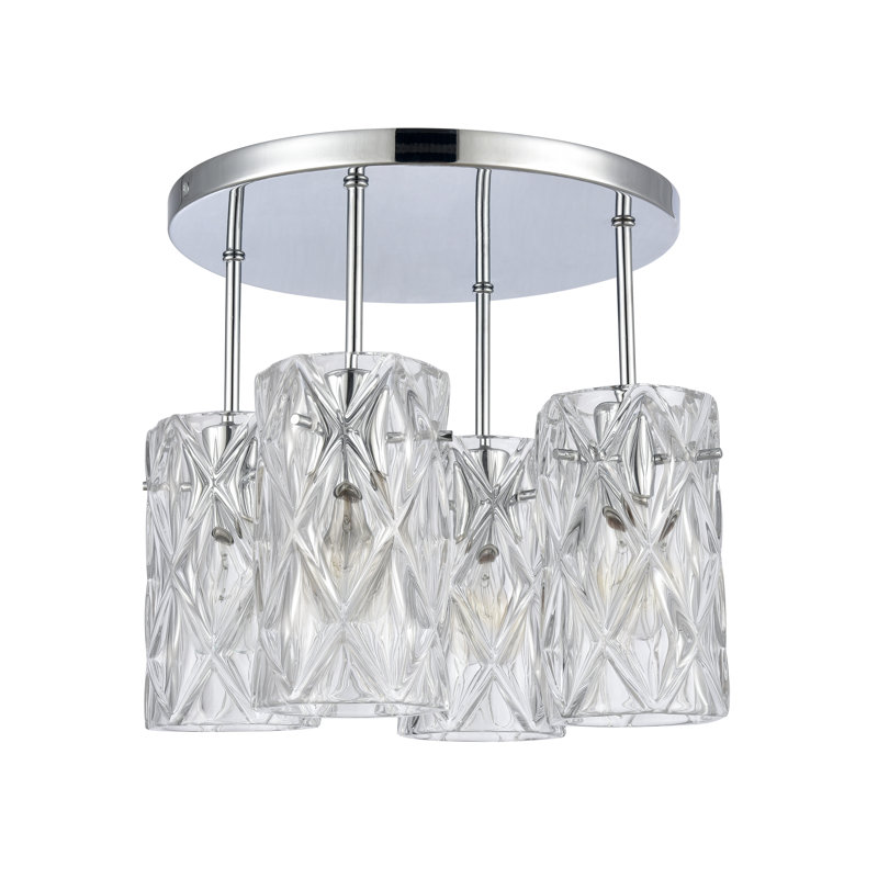 Plafonnier semi-encastré à 4 lumières de 13,75 po de largeur Forma de Crystal - Chrome poli