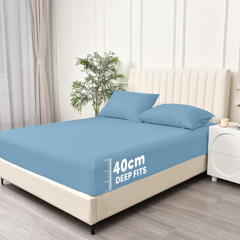 Super Soft Extra Deep Pocket Microfiber Brushed Fitted Sheet, Single (3'), Light Blue