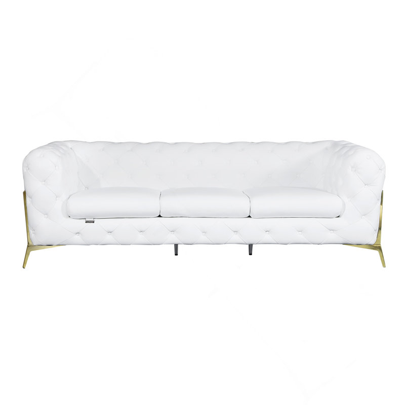 Transitional Leather Upholstered Sofa