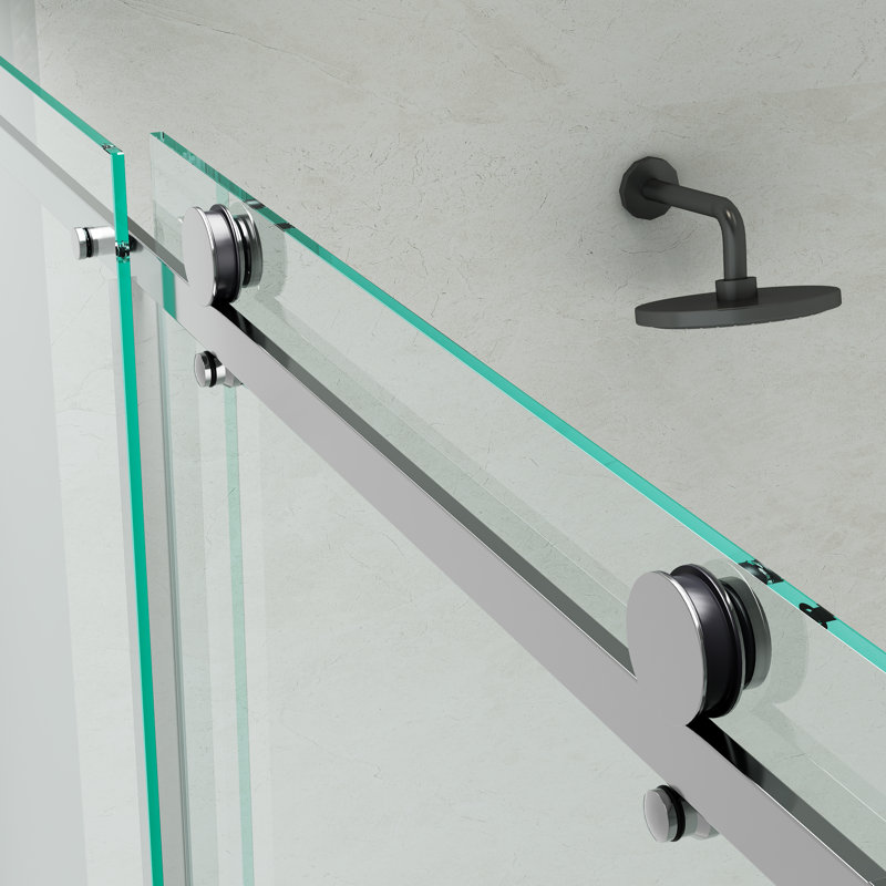 Porte de douche coulissante simple sans cadre avec verre transparent Oceanus, Chrome
