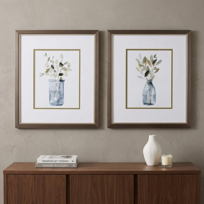 Set of Two Neutral Color Plants Watercolor Wall Art