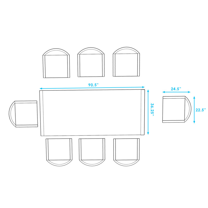 8 - Person Patio Dining Set with Rectangular Table