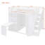 Lit mezzanine double avec garde-robe, bureau et tablettes
