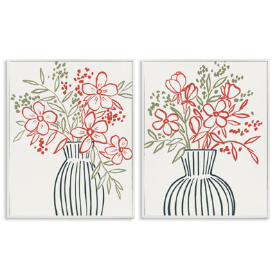 Ensemble de 2 giclées encadrées Botanical Outline Simplicity, design par Aria K.