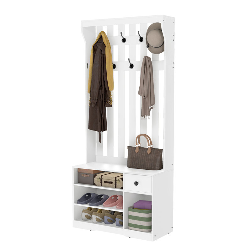 Hall Tree 80cm Wide with Bench and Shoe Storage