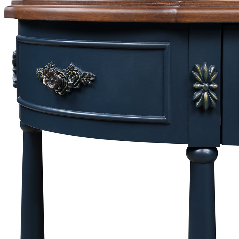 52" Retro Curved Wood Console Table
