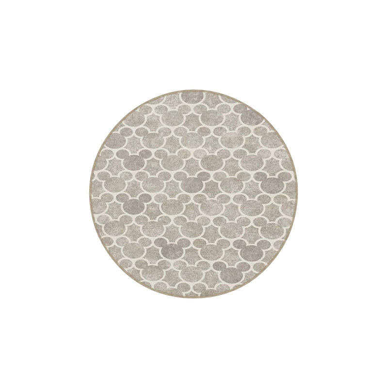 Tapis tissé crème lavable circulaire, Tapis de couloir 3 pi 3 po x 6 pi 7 po inclus