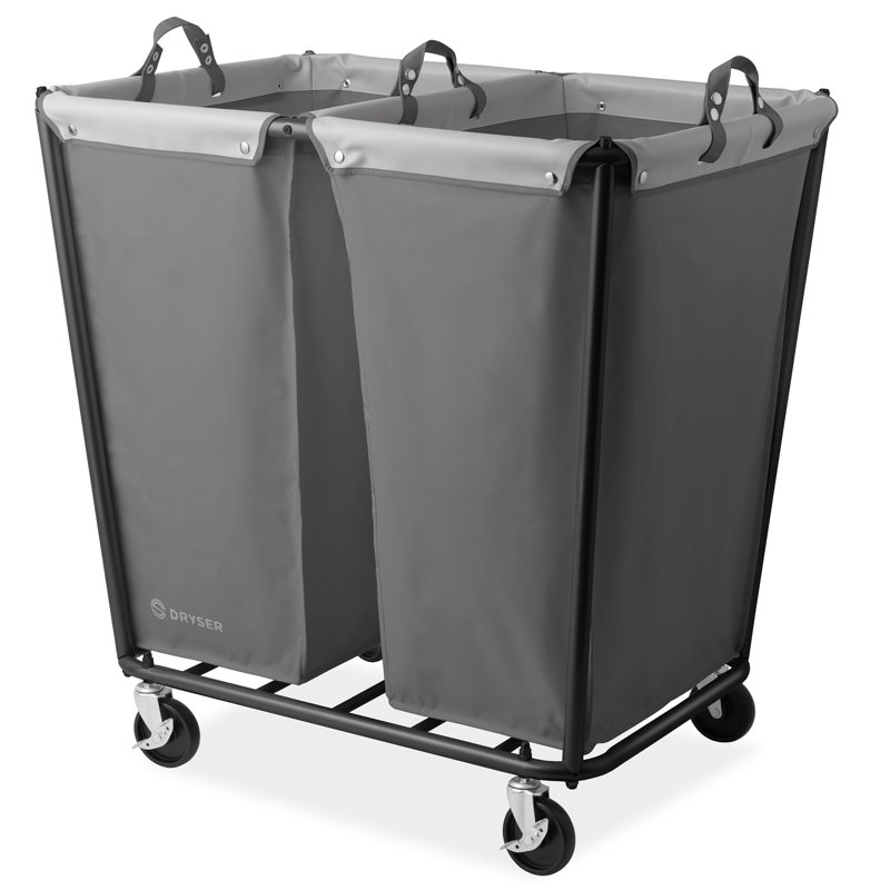 Metal Laundry Cart with Wheels, Gray