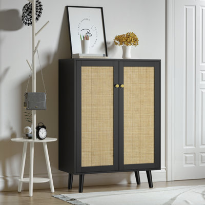Cheza Accent Cabinet with Natural Rattan for Entryway With Adjustable Shelf